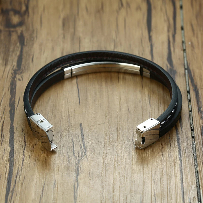 Steelbar Leather Bracelet