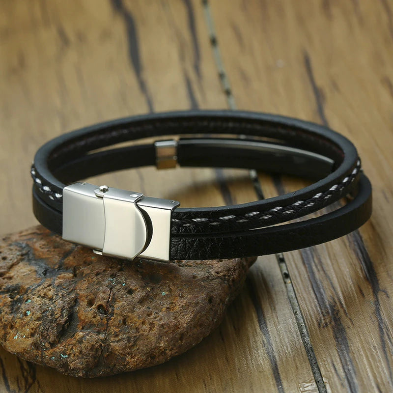 Steelbar Leather Bracelet