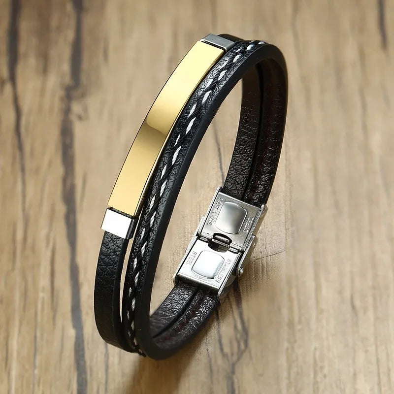 Steelbar Leather Bracelet