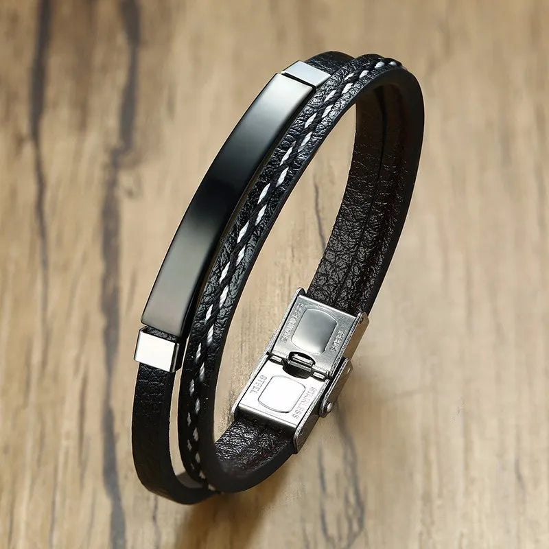 Steelbar Leather Bracelet