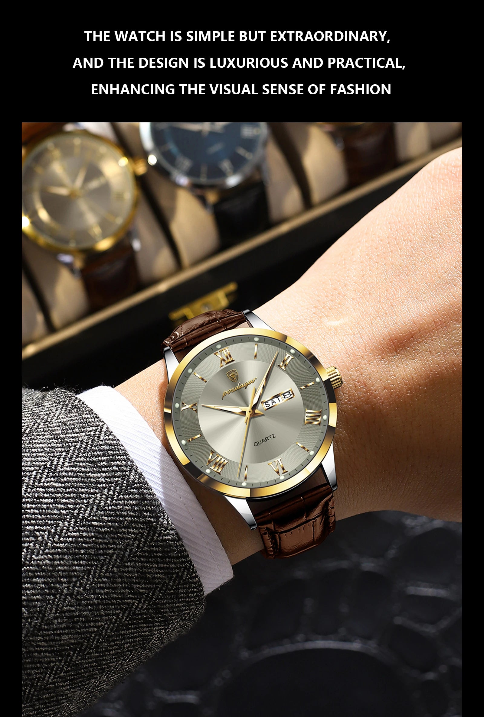 POEDAGAR Leather Watch