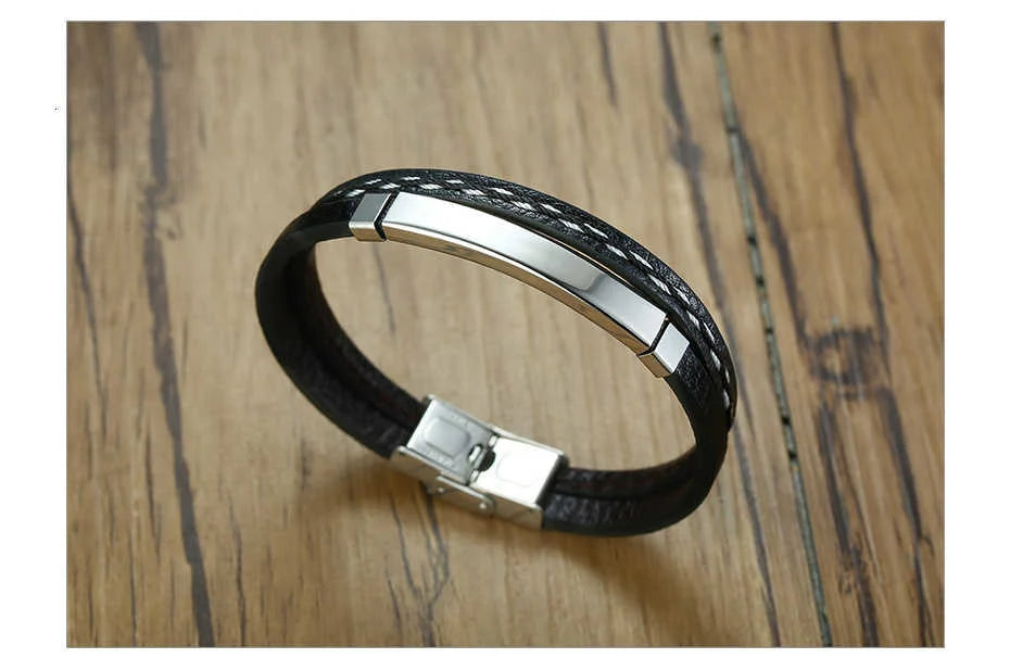 Steelbar Leather Bracelet