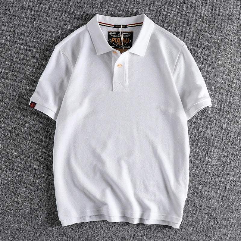 Retro Short-sleeved Lapel Solid Color Polo Shirt