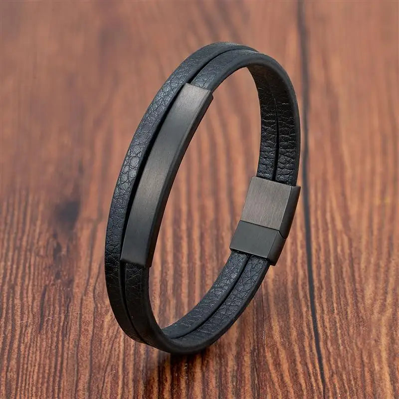 Blacksteel Leather Bracelet