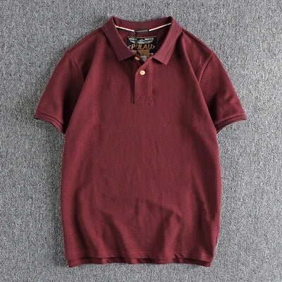 Retro Short-sleeved Lapel Solid Color Polo Shirt