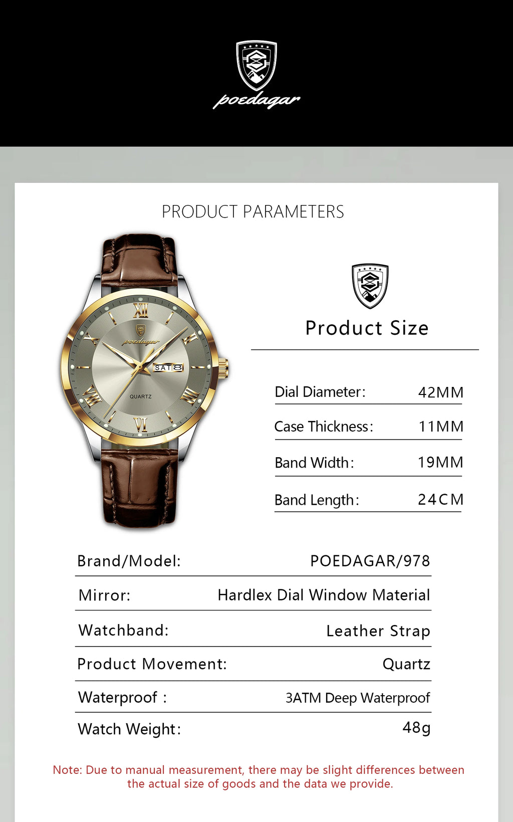 POEDAGAR Leather Watch