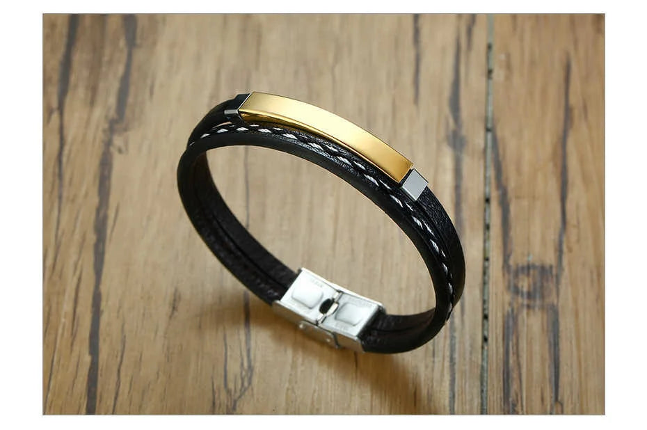 Steelbar Leather Bracelet