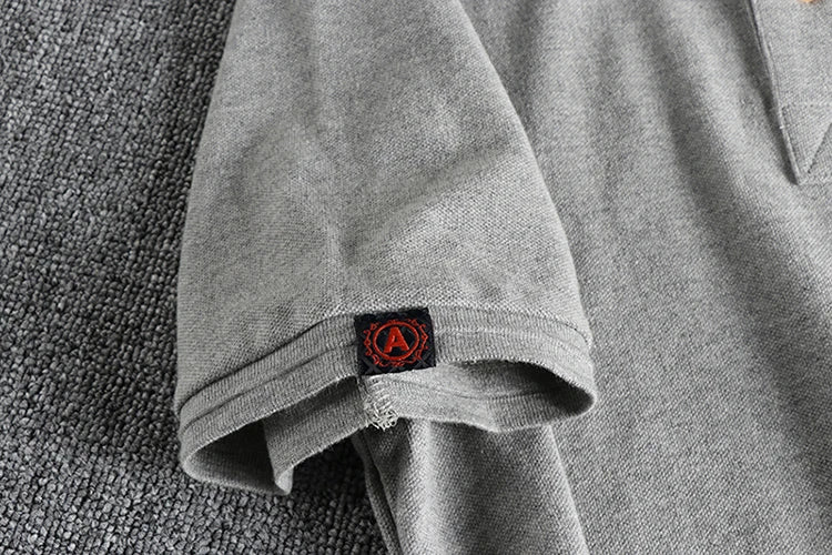 Retro Short-sleeved Lapel Solid Color Polo Shirt