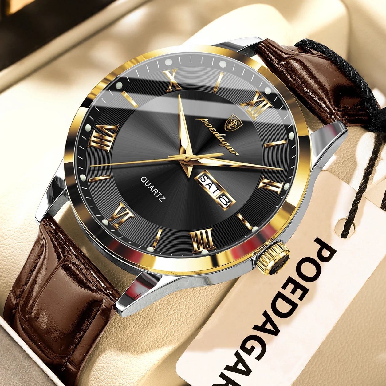 POEDAGAR Leather Watch