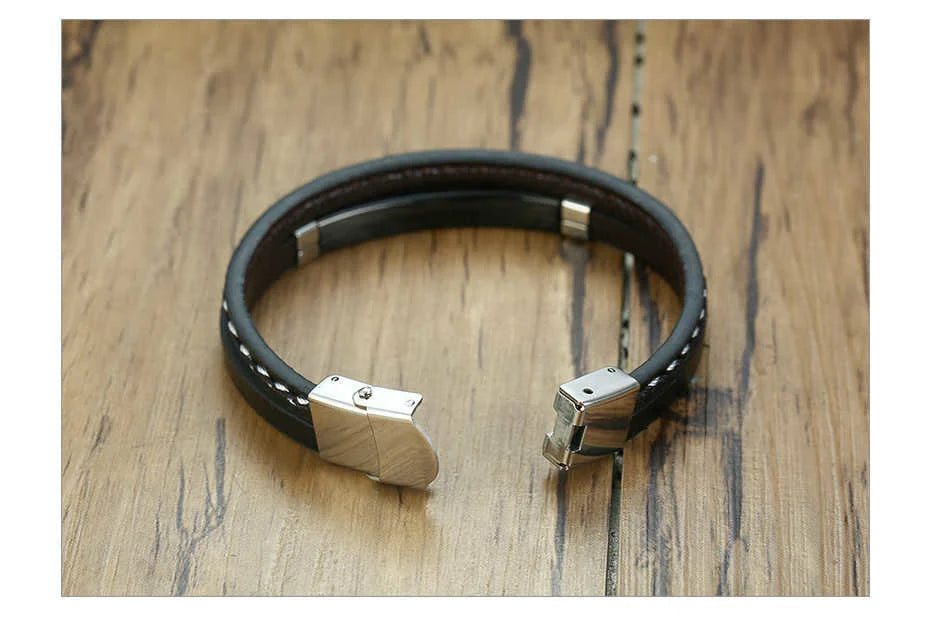 Steelbar Leather Bracelet