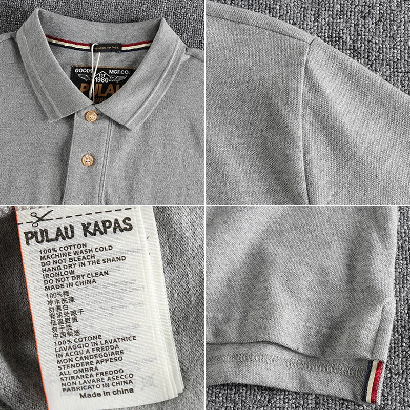 Retro Short-sleeved Lapel Solid Color Polo Shirt