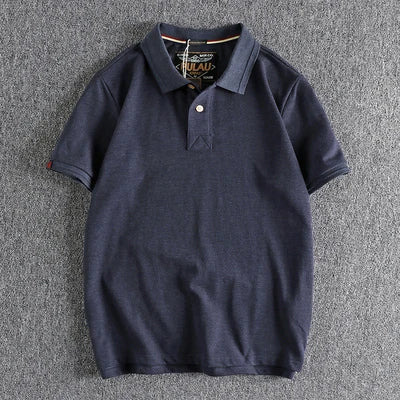 Retro Short-sleeved Lapel Solid Color Polo Shirt