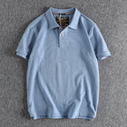 Retro Short-sleeved Lapel Solid Color Polo Shirt