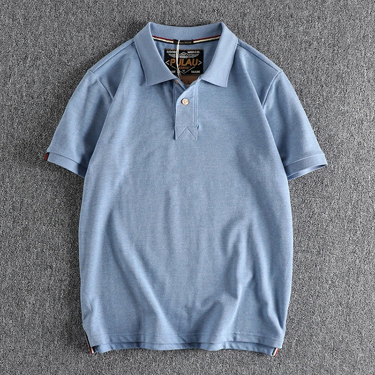 Retro Short-sleeved Lapel Solid Color Polo Shirt