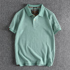 Retro Short-sleeved Lapel Solid Color Polo Shirt