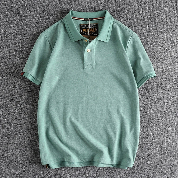 Retro Short-sleeved Lapel Solid Color Polo Shirt