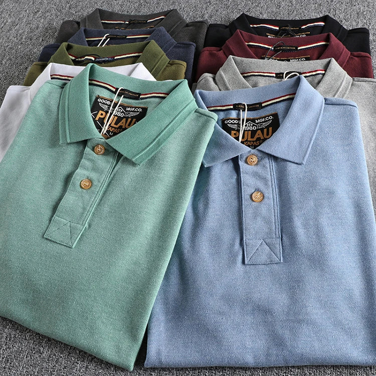 Retro Short-sleeved Lapel Solid Color Polo Shirt