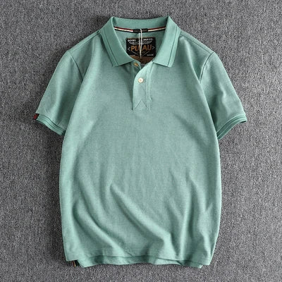 Retro Short-sleeved Lapel Solid Color Polo Shirt