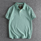 Retro Short-sleeved Lapel Solid Color Polo Shirt