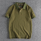 Retro Short-sleeved Lapel Solid Color Polo Shirt