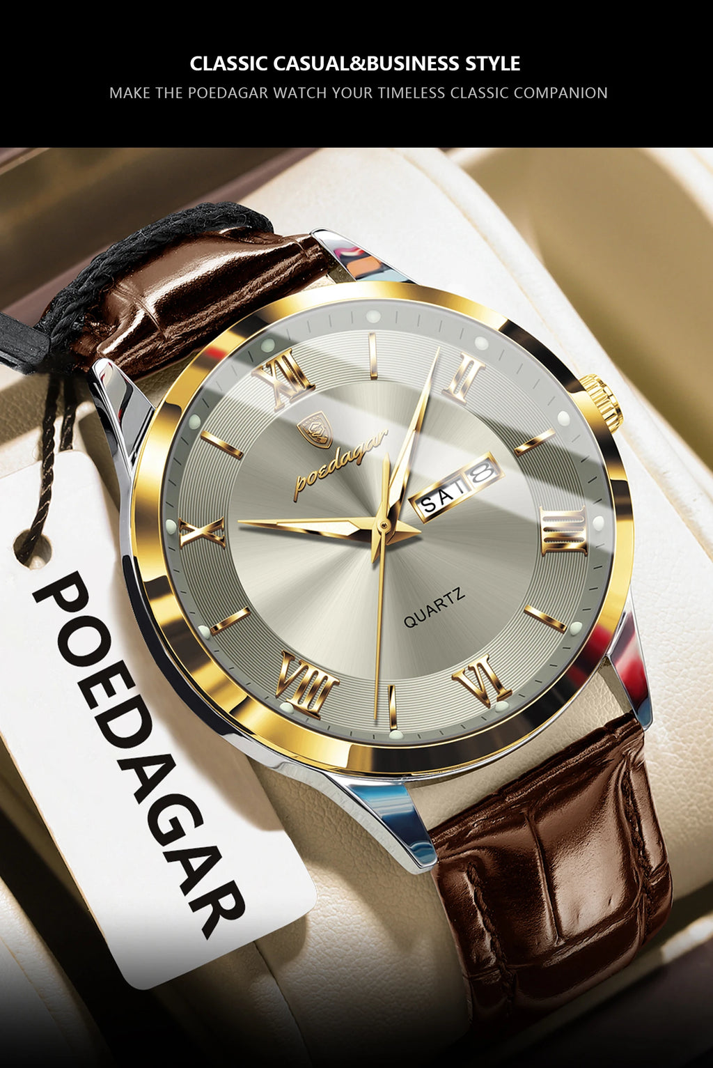 POEDAGAR Leather Watch