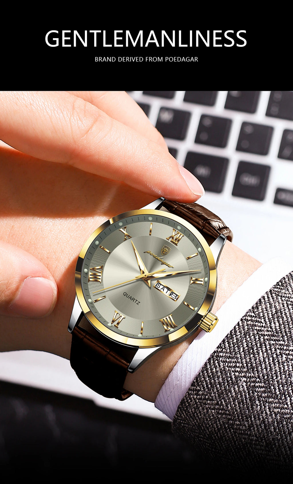 POEDAGAR Leather Watch