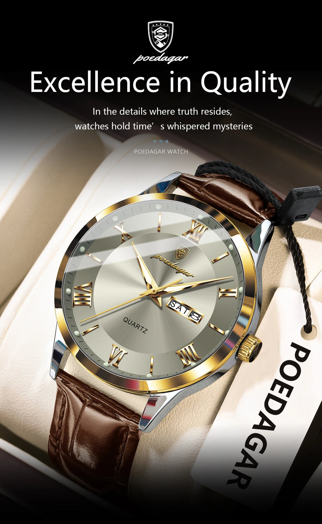 POEDAGAR Leather Watch