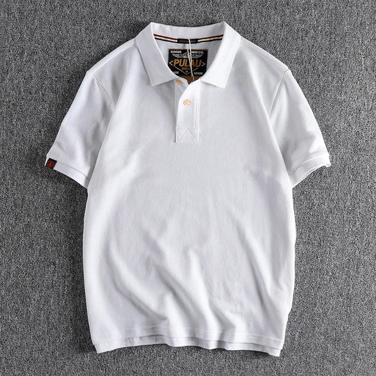 Retro Short-sleeved Lapel Solid Color Polo Shirt