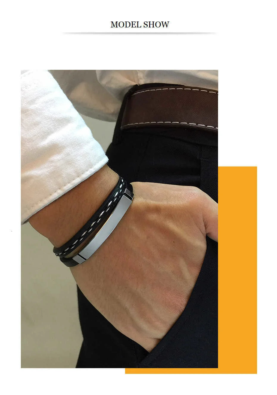 Steelbar Leather Bracelet