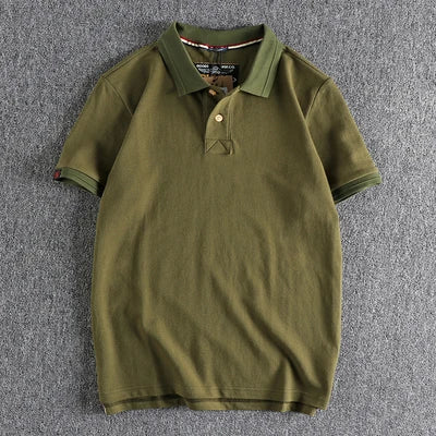 Retro Short-sleeved Lapel Solid Color Polo Shirt