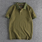 Retro Short-sleeved Lapel Solid Color Polo Shirt