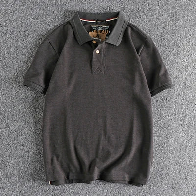 Retro Short-sleeved Lapel Solid Color Polo Shirt