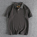 Retro Short-sleeved Lapel Solid Color Polo Shirt