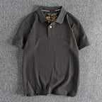 Retro Short-sleeved Lapel Solid Color Polo Shirt