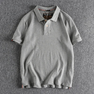 Retro Short-sleeved Lapel Solid Color Polo Shirt