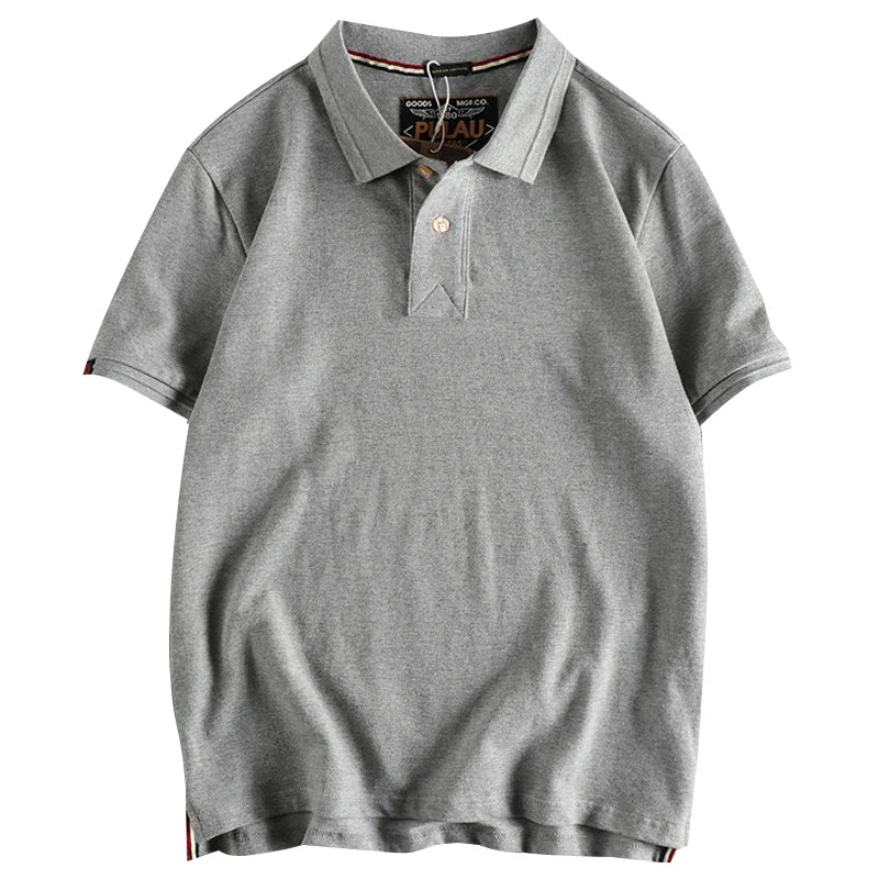 Retro Short-sleeved Lapel Solid Color Polo Shirt