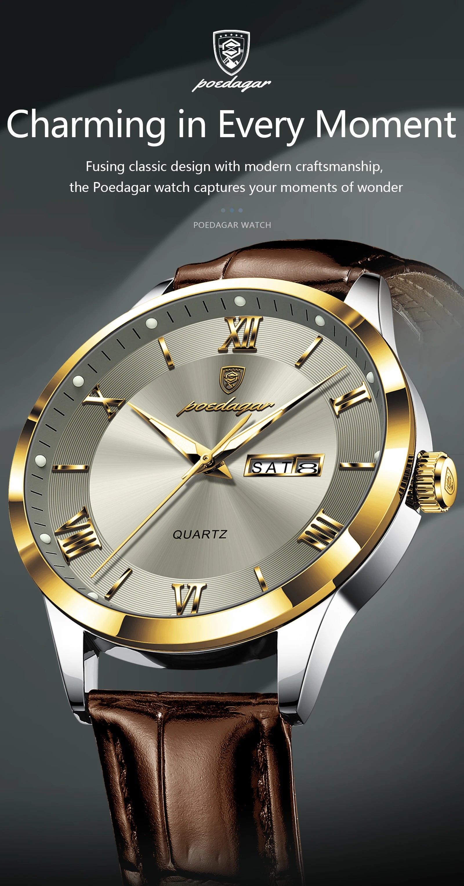 POEDAGAR Leather Watch