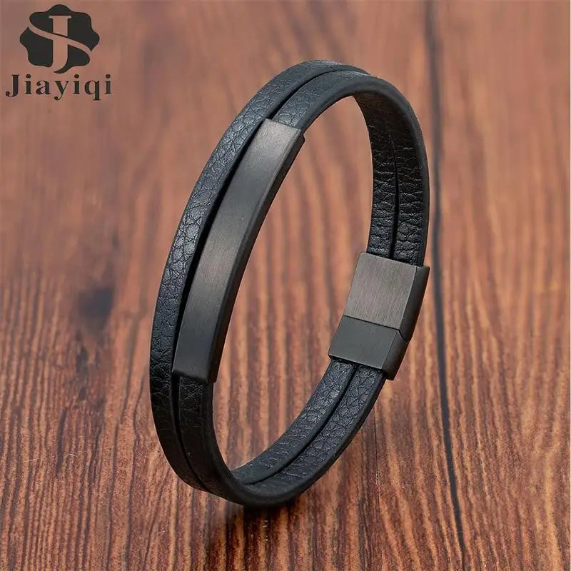 Blacksteel Leather Bracelet