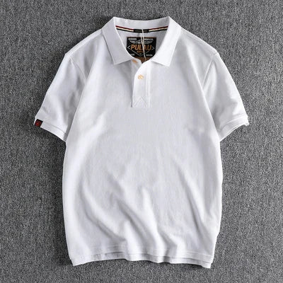 Retro Short-sleeved Lapel Solid Color Polo Shirt