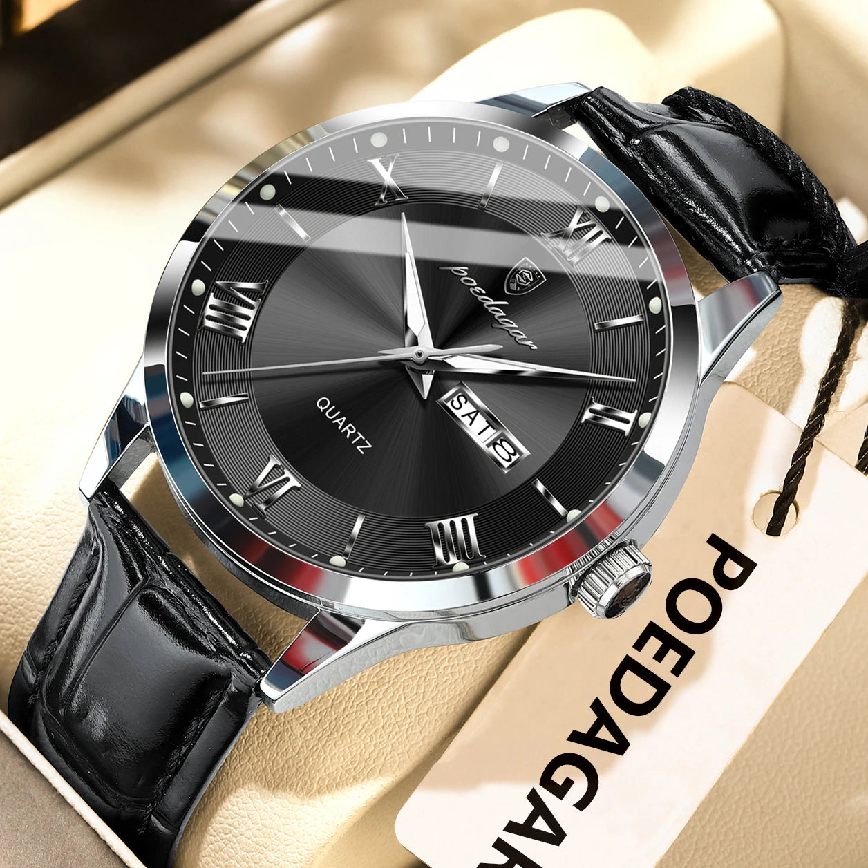POEDAGAR Leather Watch