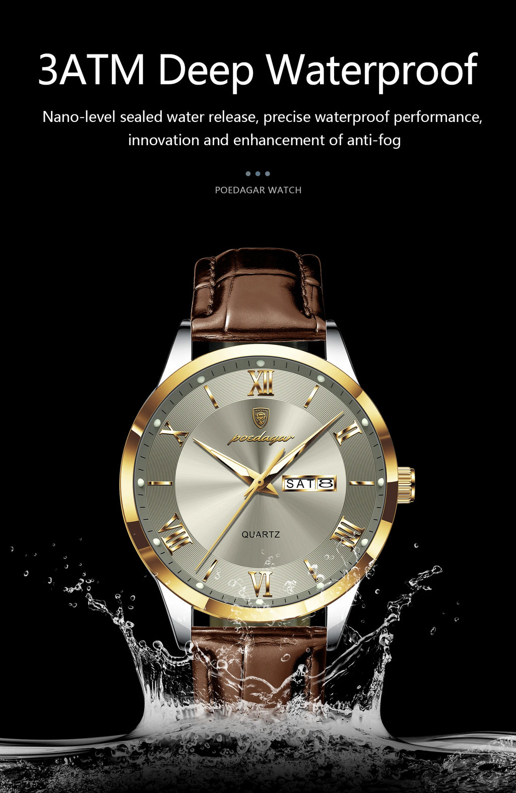 POEDAGAR Leather Watch