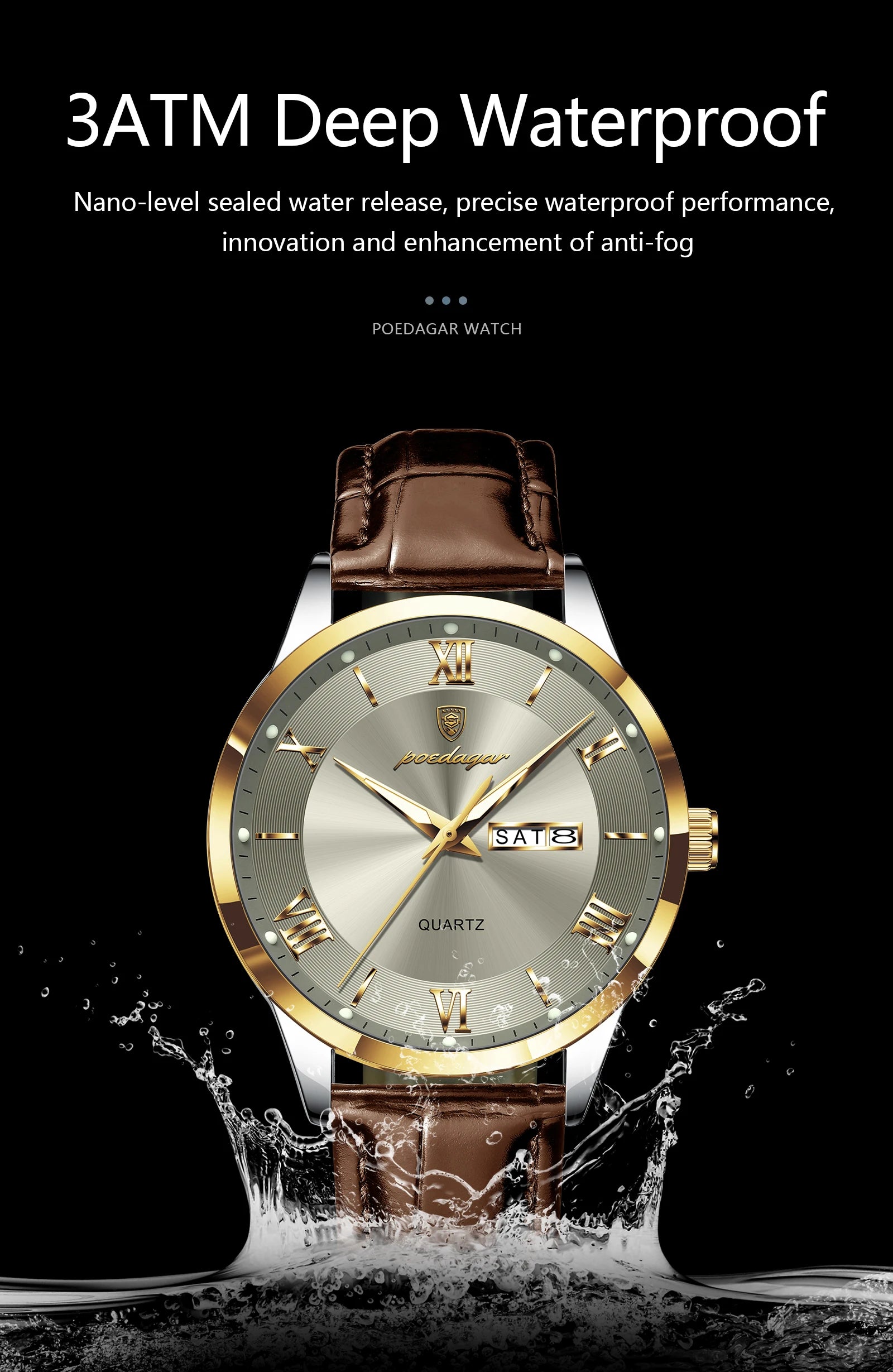 POEDAGAR Leather Watch