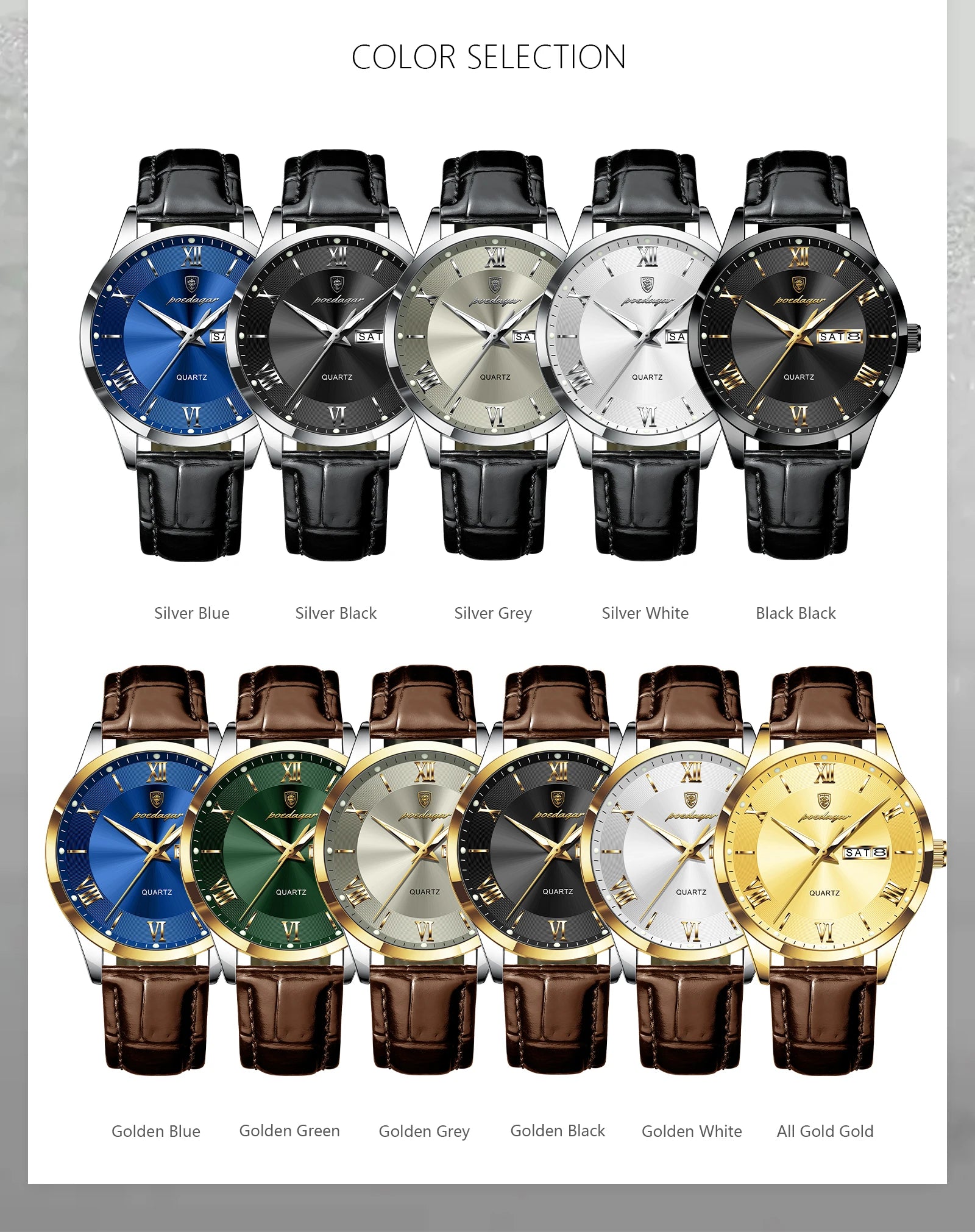 POEDAGAR Leather Watch