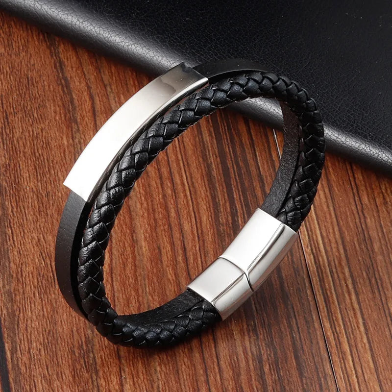 Blacksteel Leather Bracelet