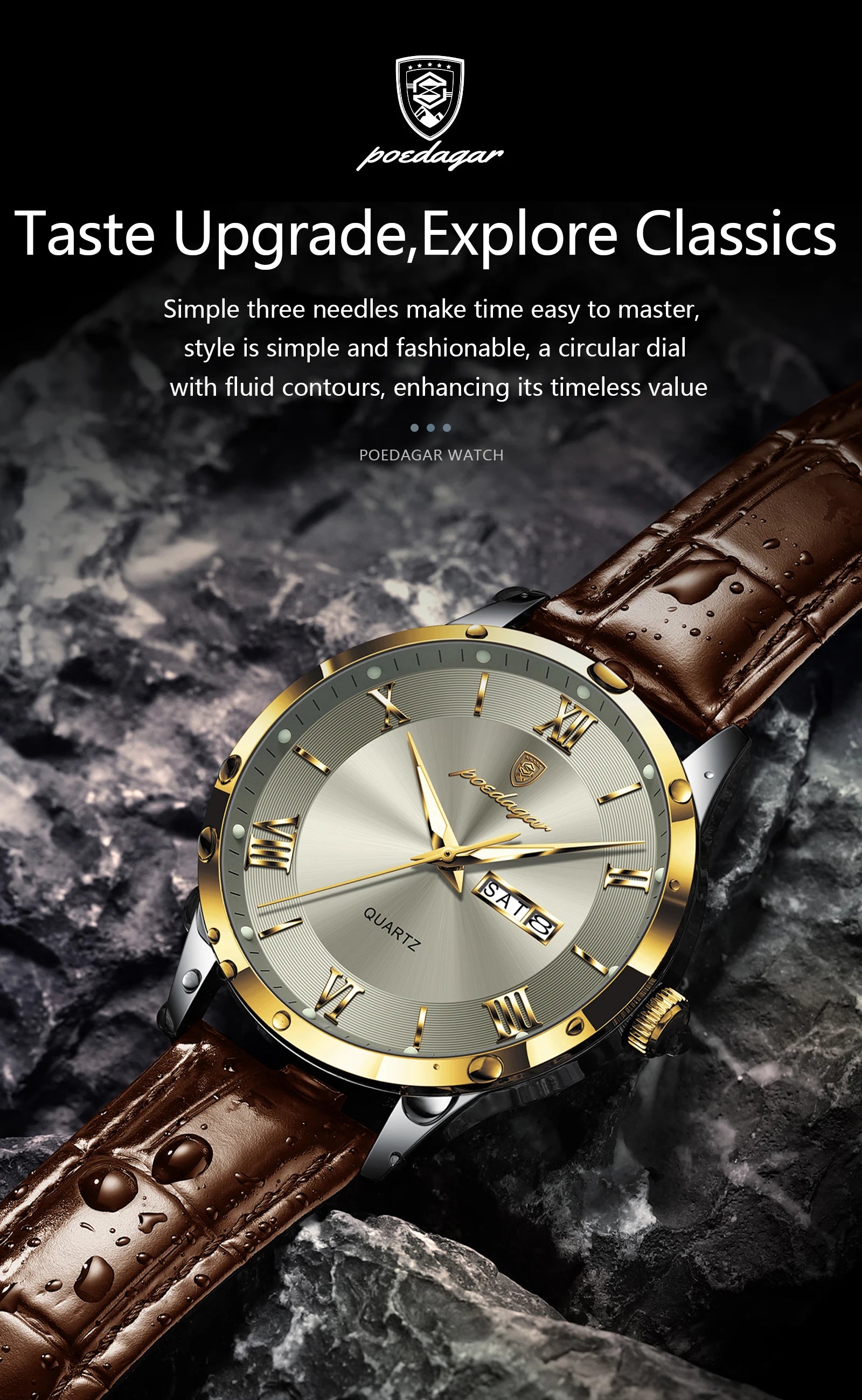 POEDAGAR Leather Watch