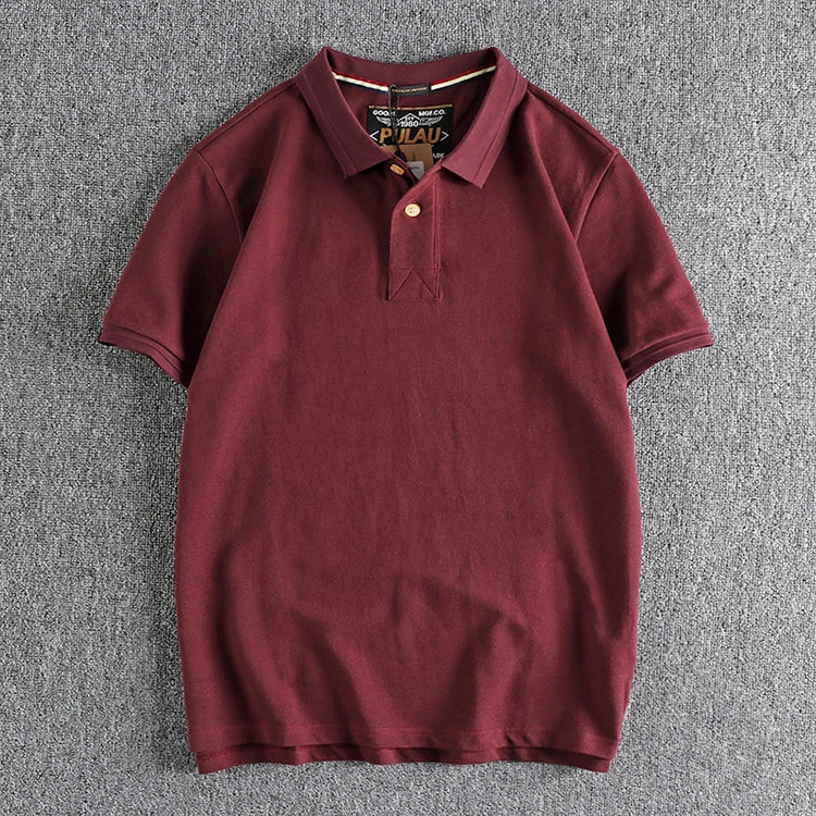 Retro Short-sleeved Lapel Solid Color Polo Shirt