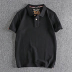 Retro Short-sleeved Lapel Solid Color Polo Shirt