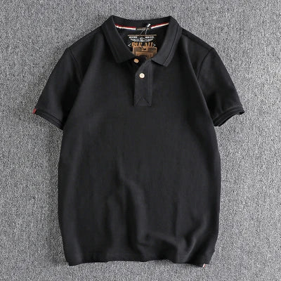 Retro Short-sleeved Lapel Solid Color Polo Shirt