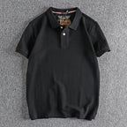 Retro Short-sleeved Lapel Solid Color Polo Shirt