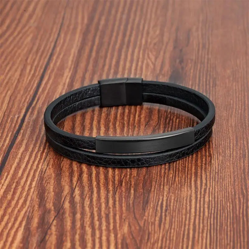 Blacksteel Leather Bracelet